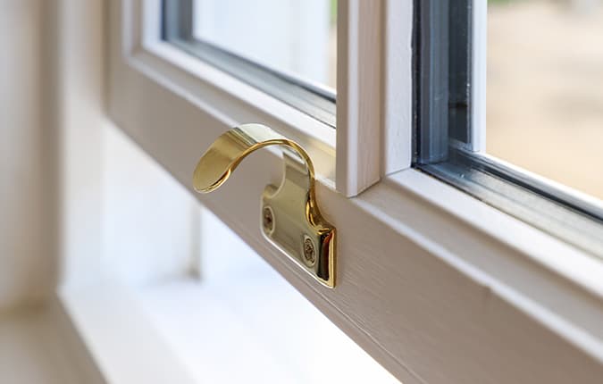 Opened wooden sash window