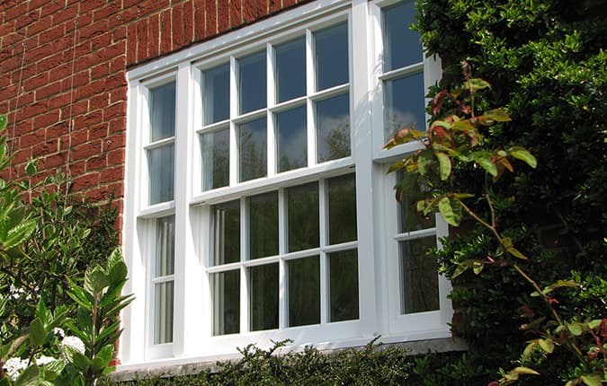 Timber sash window with Georgian bars