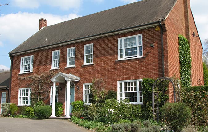 House with white wooden sash windows